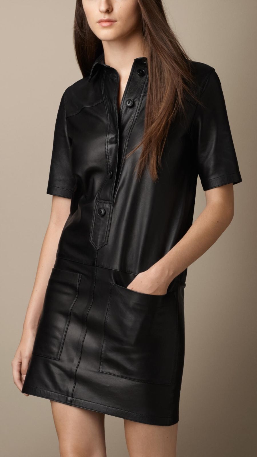 Shirt Black Leather Dress