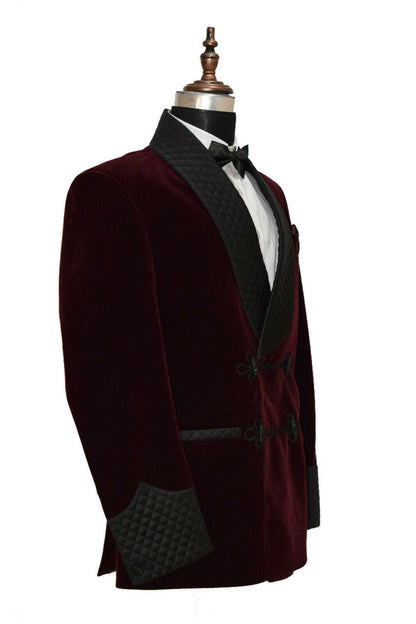 Men Quilted Smoking Jacket Coat