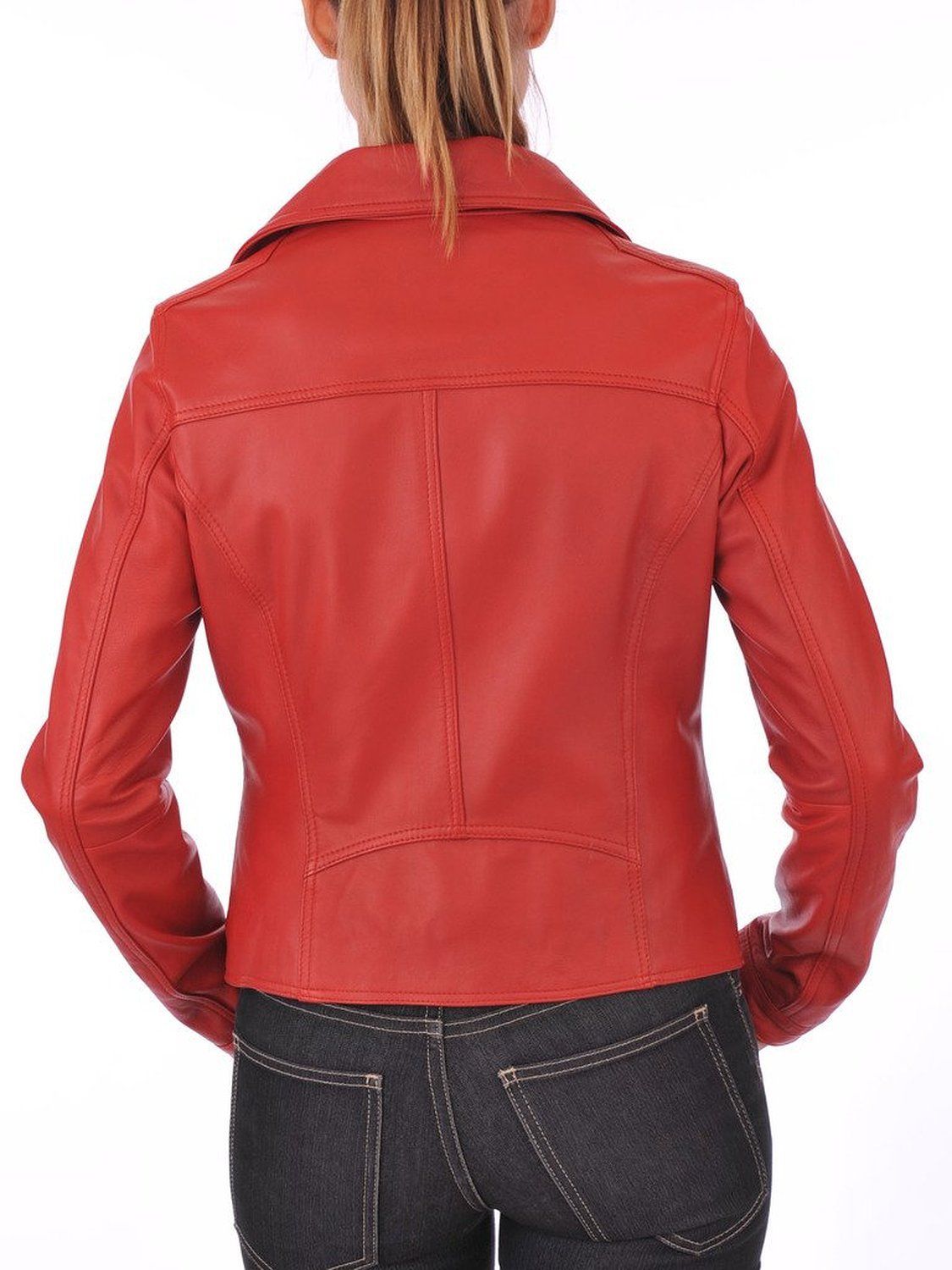 Lambskin Leather Jacket In Red Color