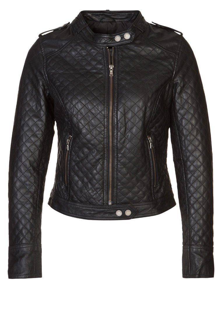 Women's Black Quilted Biker Jacket