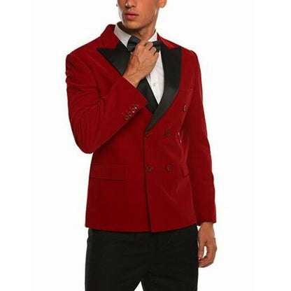 Slim Fit Double Breasted Blazer Peak Lapel Coat