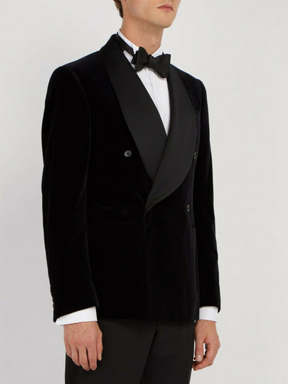 Men Black Blazers Wedding Double Breasted Coats