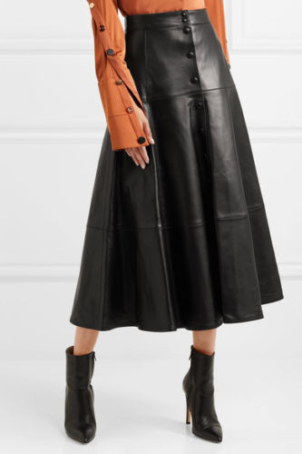 A Line Midi Leather Skirt