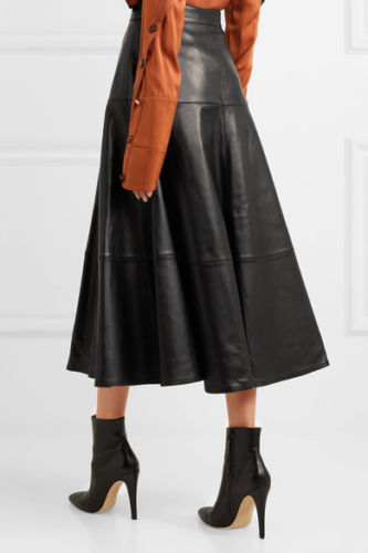 A Line Midi Leather Skirt