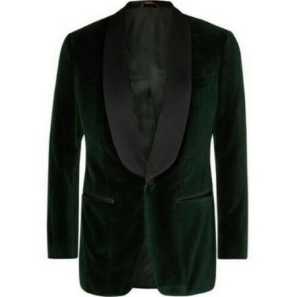 Hunter Green Velvet Shawl Lapel Tuxedo Jacket