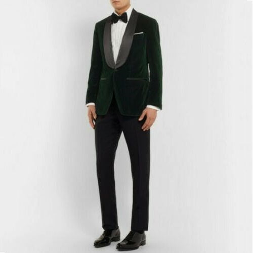 Hunter Green Velvet Shawl Lapel Tuxedo Jacket