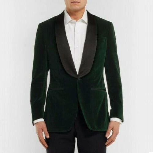 Hunter Green Velvet Shawl Lapel Tuxedo Jacket