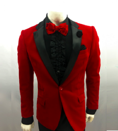 Men Red Designer Jacket Wedding Grooms Dinner Blazer Coat