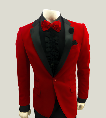 Men Red Designer Jacket Wedding Grooms Dinner Blazer Coat