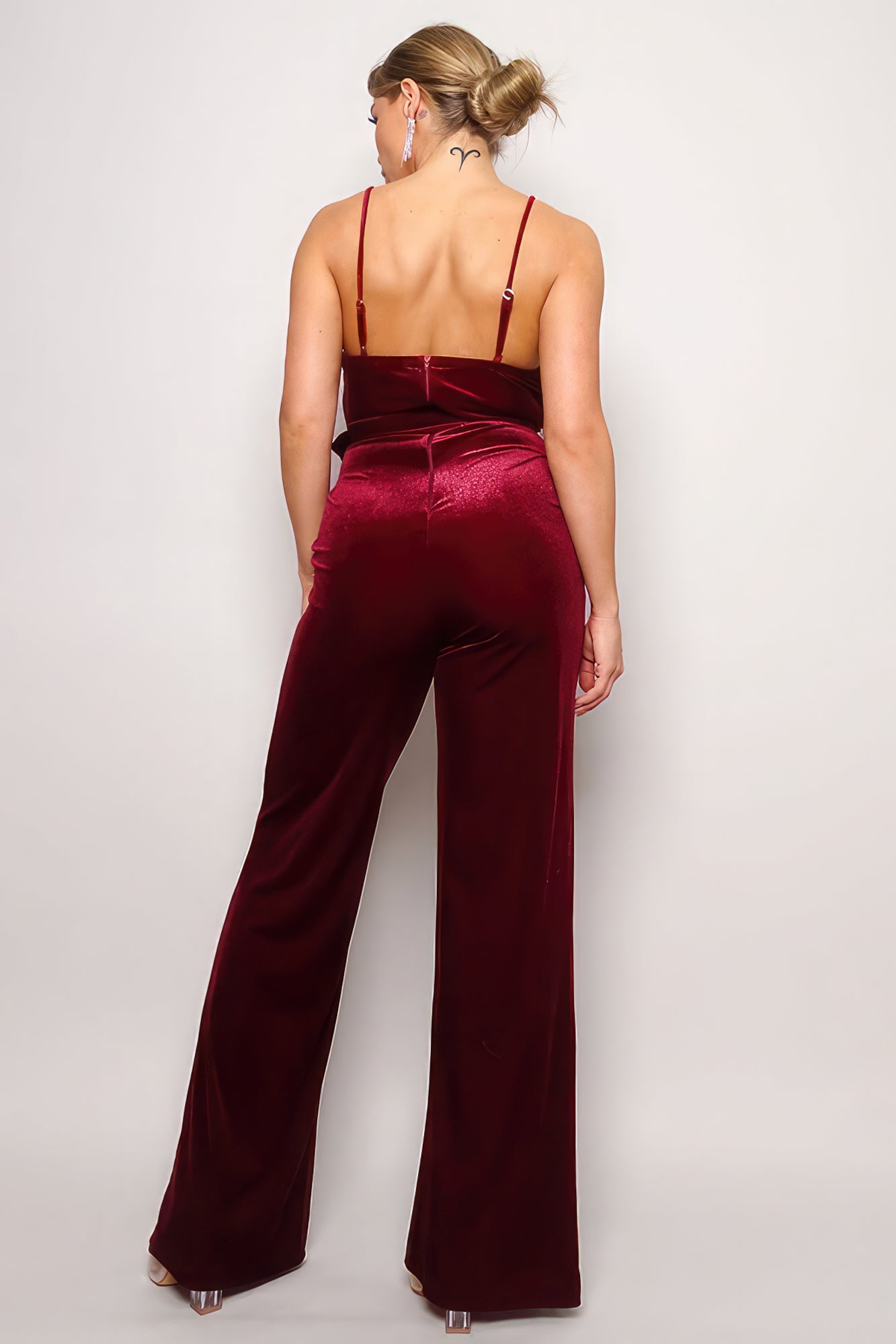 Samba Rhinestone Belt Velvet Jumpsuit