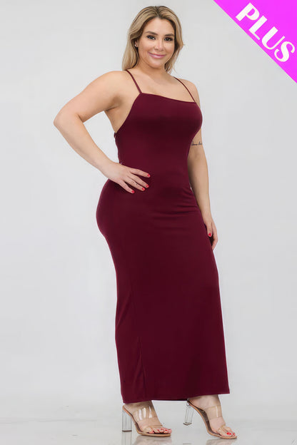 Plus Size Crisscross Back Split Thigh Maxi Dress