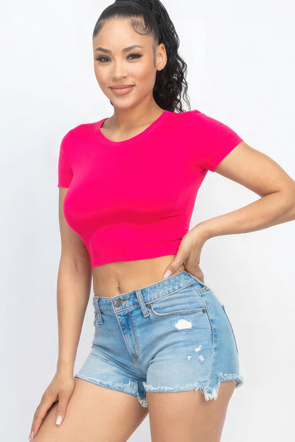 Short Sleeve Roundneck Crop Top