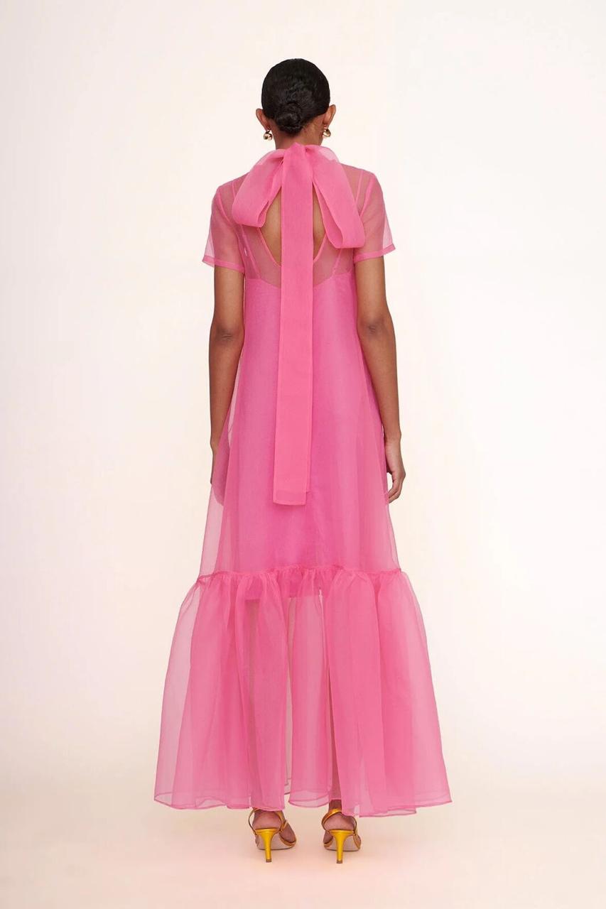 Short Sleeve Organza Maxi Dress