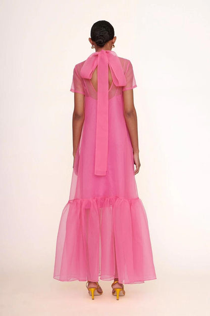 Short Sleeve Organza Maxi Dress