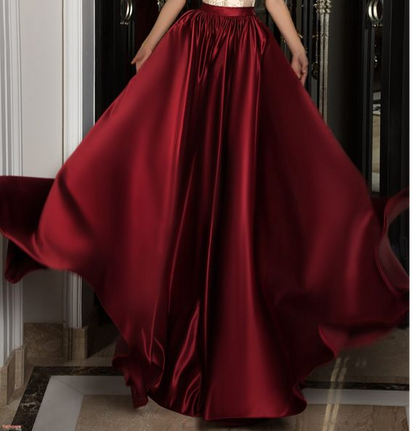 Stylish Burgundy Maxi Skirt Long Full Flare Skirts