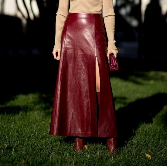 Leather Slit Skirt