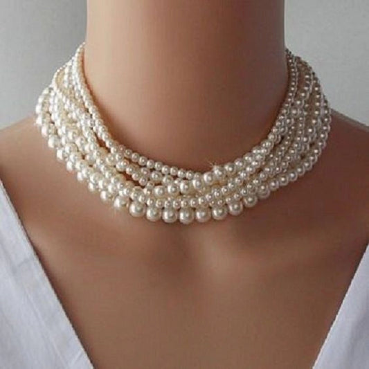 Romantic Style White Pearl Necklace