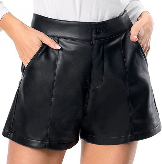 Soft Lambskin Leather Shorts Pants