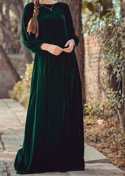 Emerald Green Long Velvet Dress