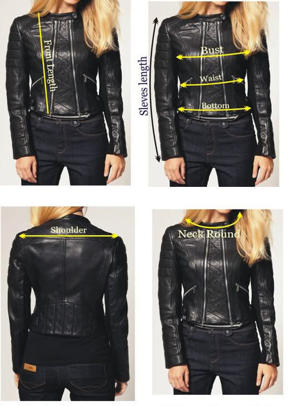 Black Slim Fit Women Leather Jacket