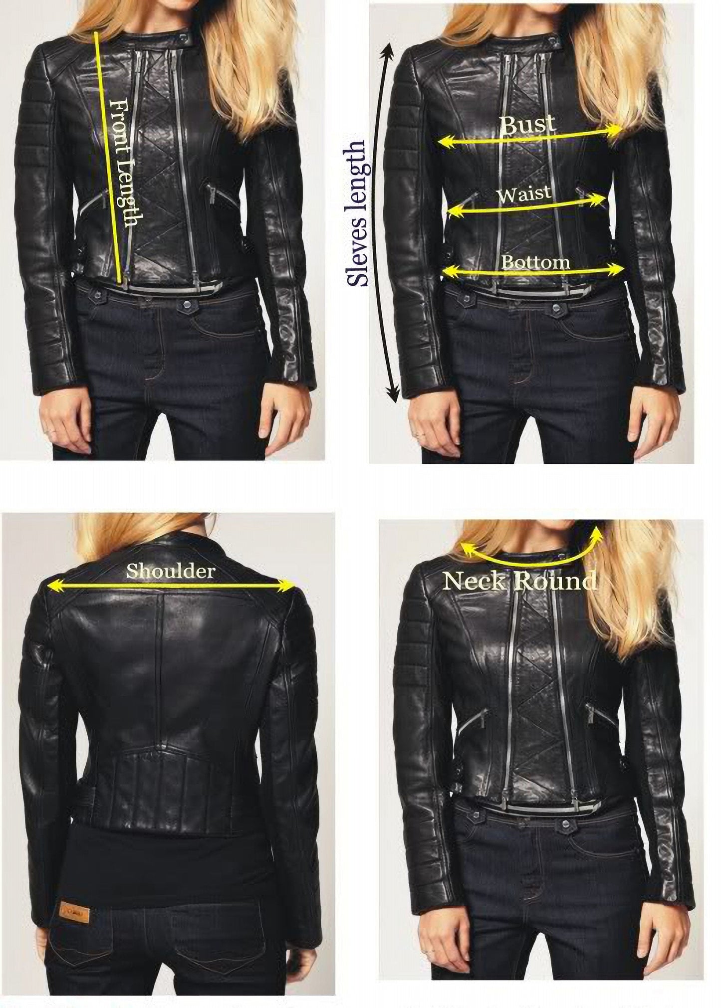 Black Leather Classic Biker Women Jacket