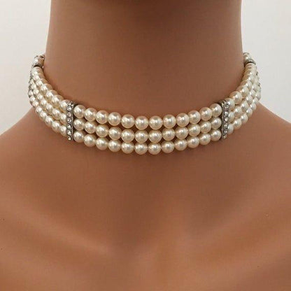 Multi-Strand Pearls Choker Necklace