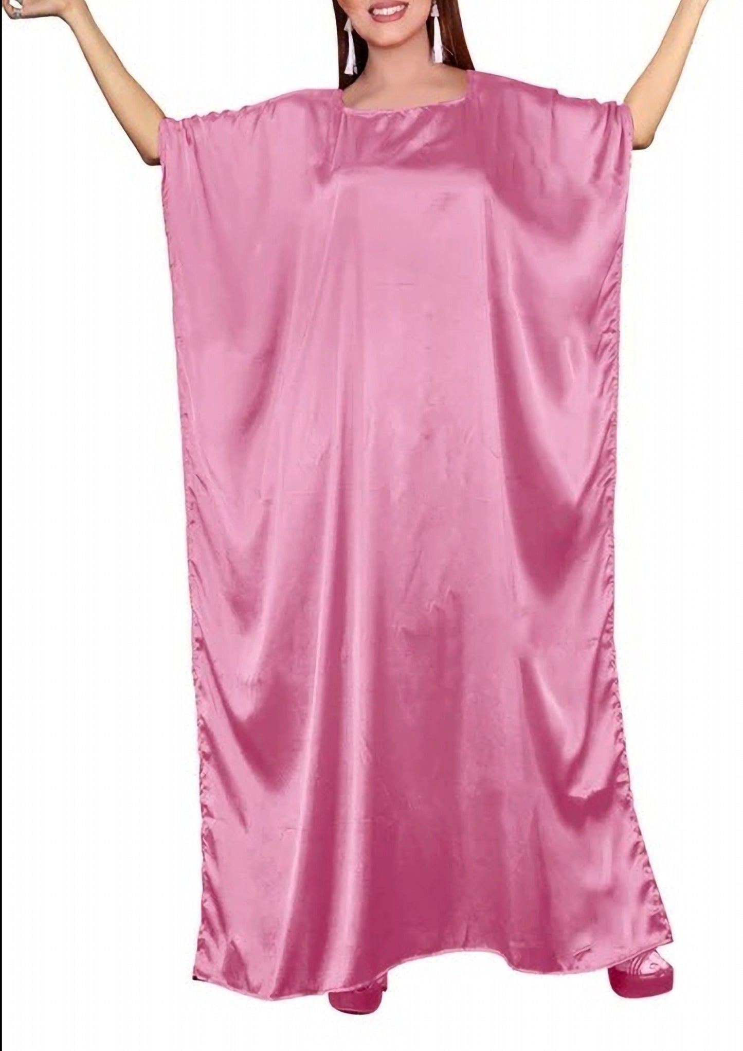 Satin Silk Maxi Kaftan Nighty Resort Dress