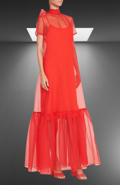 Short Sleeve Organza Maxi Dress