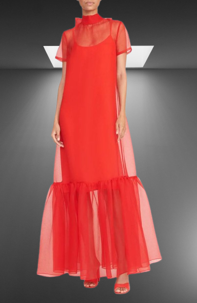 Elegant Long Formal Organza Gown with Tie – Perfect for Special Events