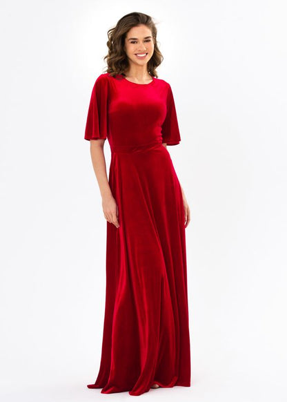 Luxurious Long Red Velvet Dress