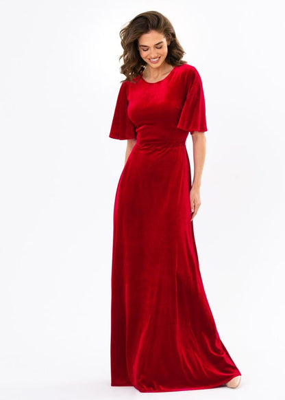 Luxurious Long Red Velvet Dress