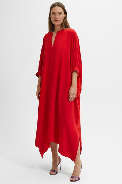 Red Satin Kaftan Dress