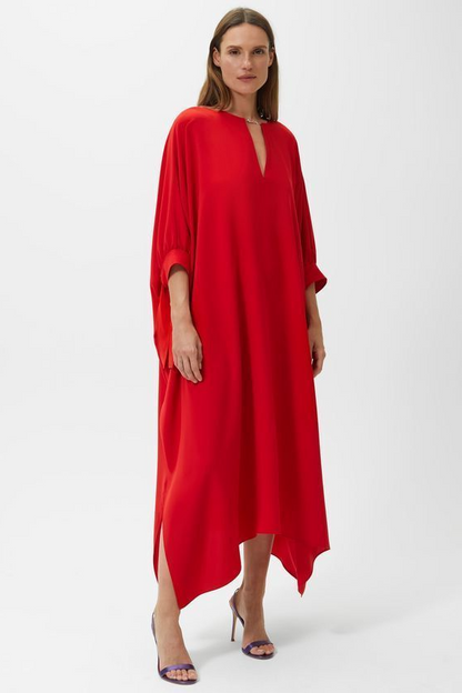 Red Satin Kaftan Dress