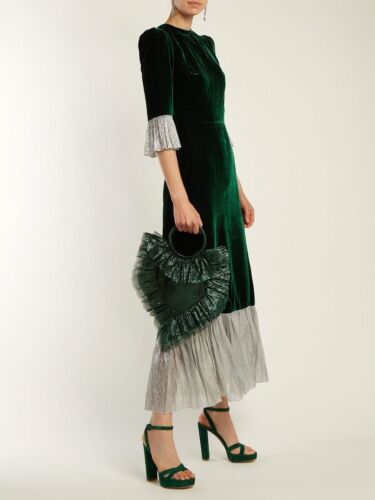 Emerald Green Velvet A Line Dress