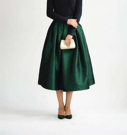 High Waist Taffeta Skirt