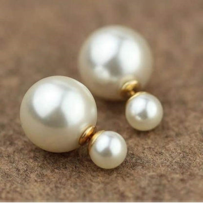 Double-Sided Pearl Studs Earrings