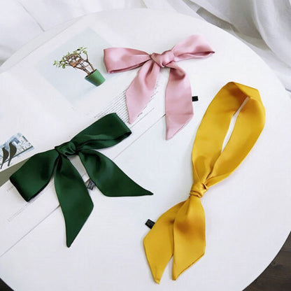 Silk Hair Ribbon Pony Scarf Tie Skinny Scarf Silky head Scarves Ponytail Head Ribbon Neck ChokerHeadband Ribbon Retro Purse Scarf 6 Pc