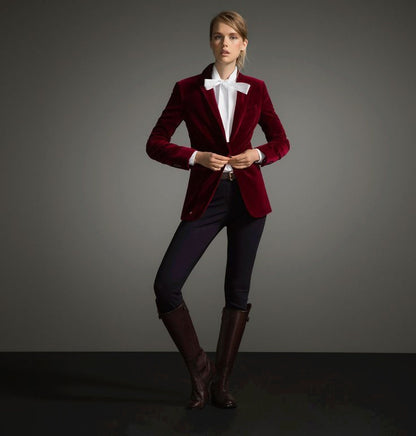 Women Velvet Blazer Wedding Jacket Evening Prom Party Slim Fit Tuxedo Coat Gift For Girlfriend