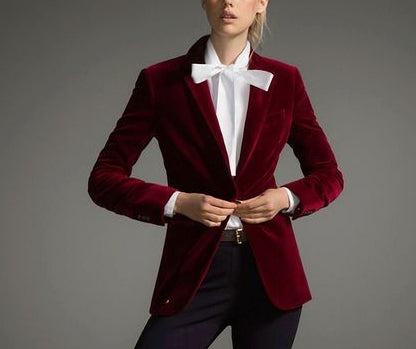 Women Velvet Blazer Wedding Jacket Evening Prom Party Slim Fit Tuxedo Coat Gift For Girlfriend